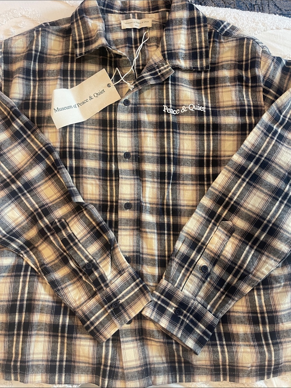 Museum of Peace & Quiet Men’s Plaid Button-Down Shirt - Beige & Navy